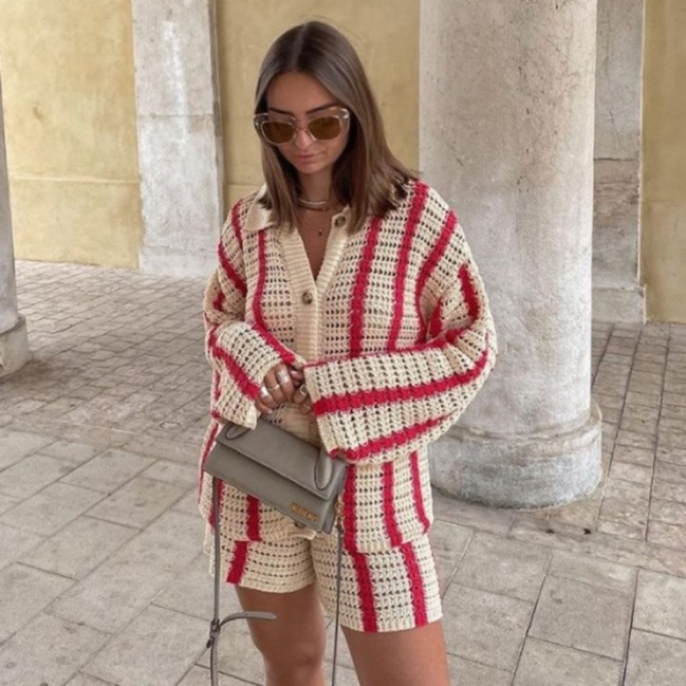 NWT Zara open knit jacket and shorts set - Picture 8 of 16